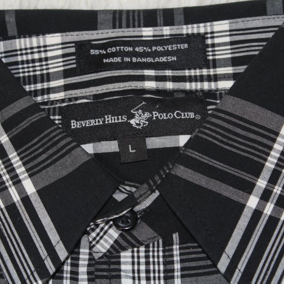 beverly hills polo club shirt sz L black gray - Picture 2 of 2